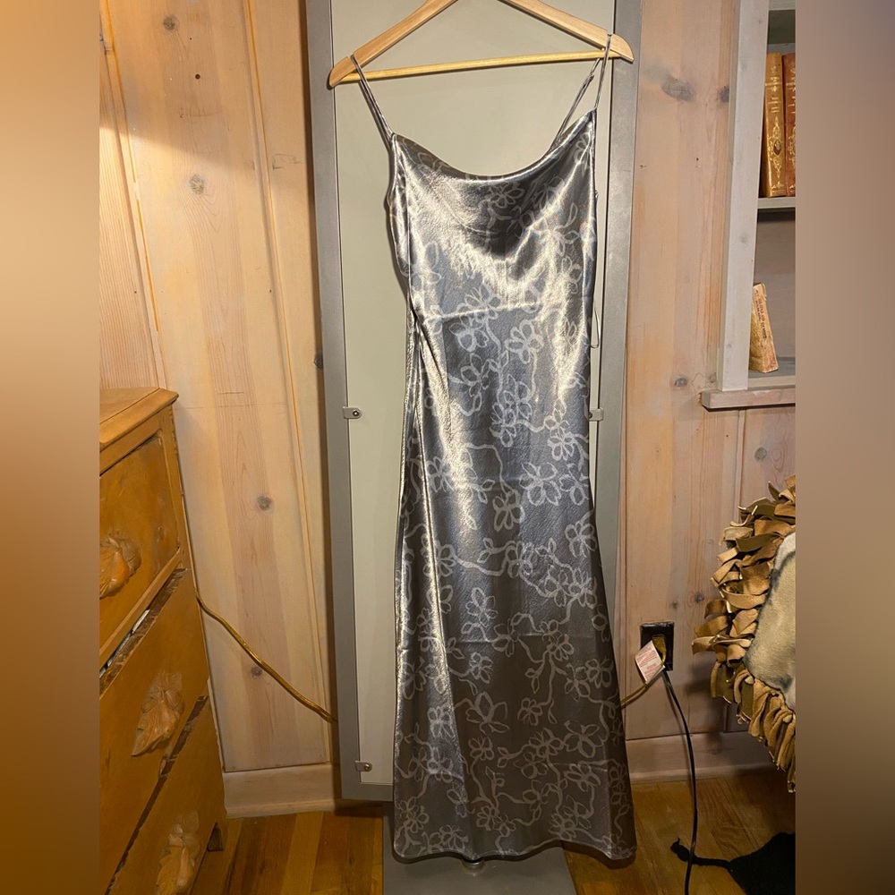 Madewell Metallic Midi Slip Dress in Floral